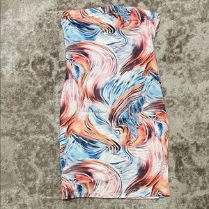 SHEIN Strapless Dress in Multicolor Swirl
